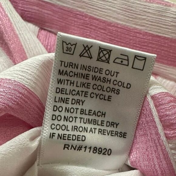 2/$30 Lucy Paris Faux Wrap Midi Skirt Size M Pink Striped Coquette Preppy NWT - Picture 13 of 13